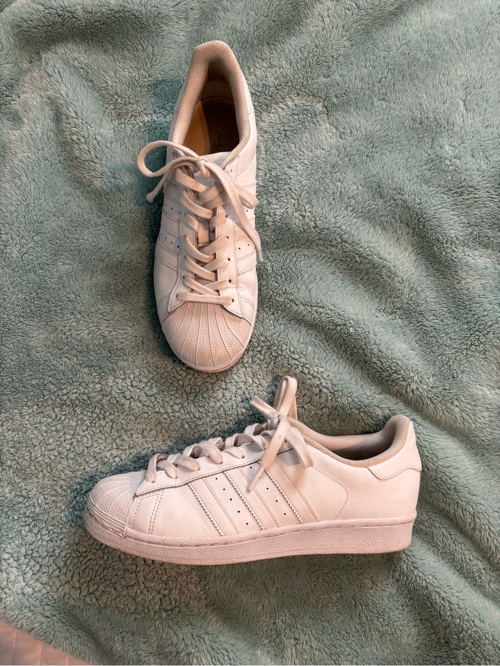 Adidas Women’s White Leather Shell-Toe Superstars Sneakers Size 9